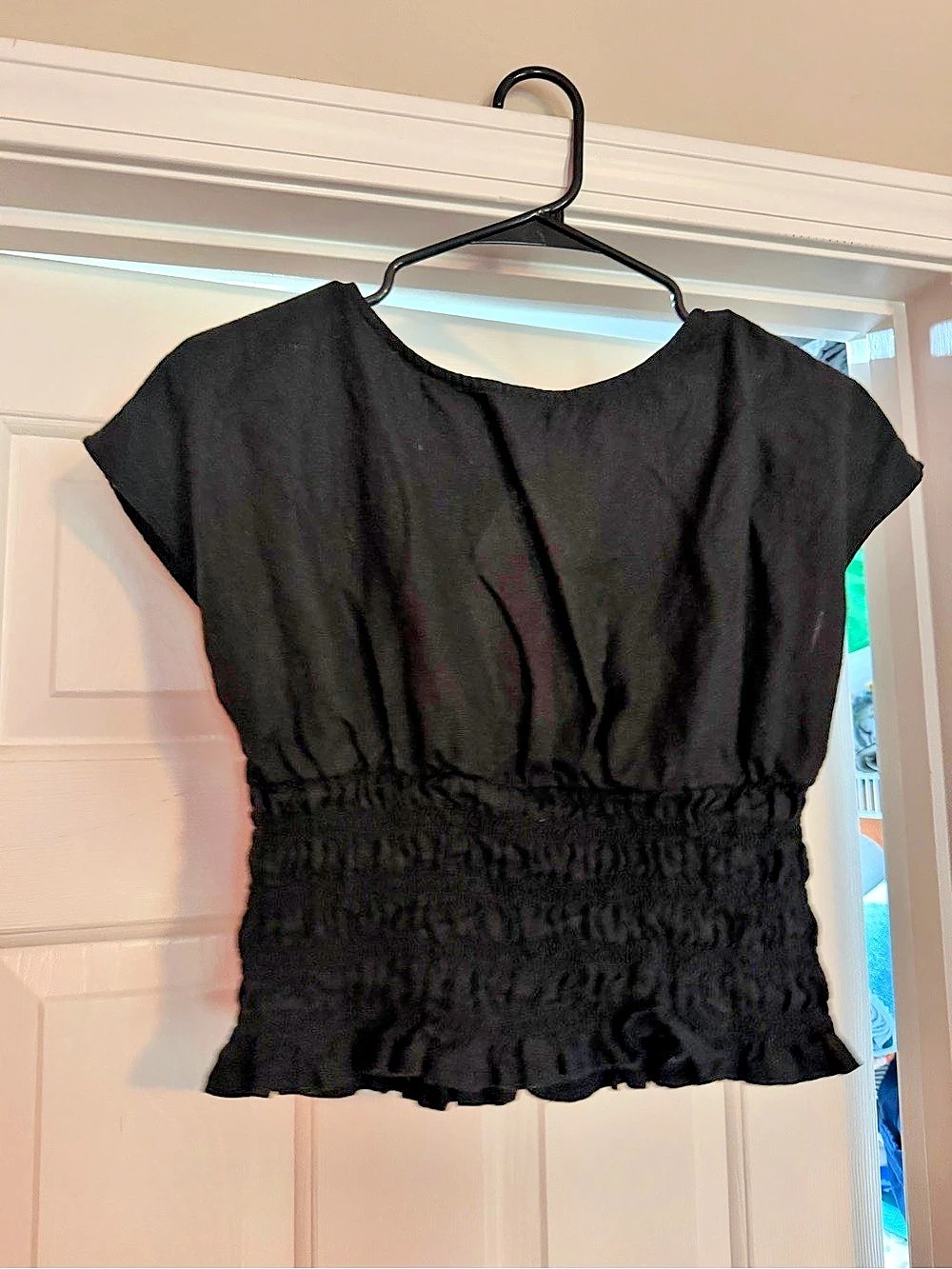 Old Navy Black Smocked Blouse Size Small